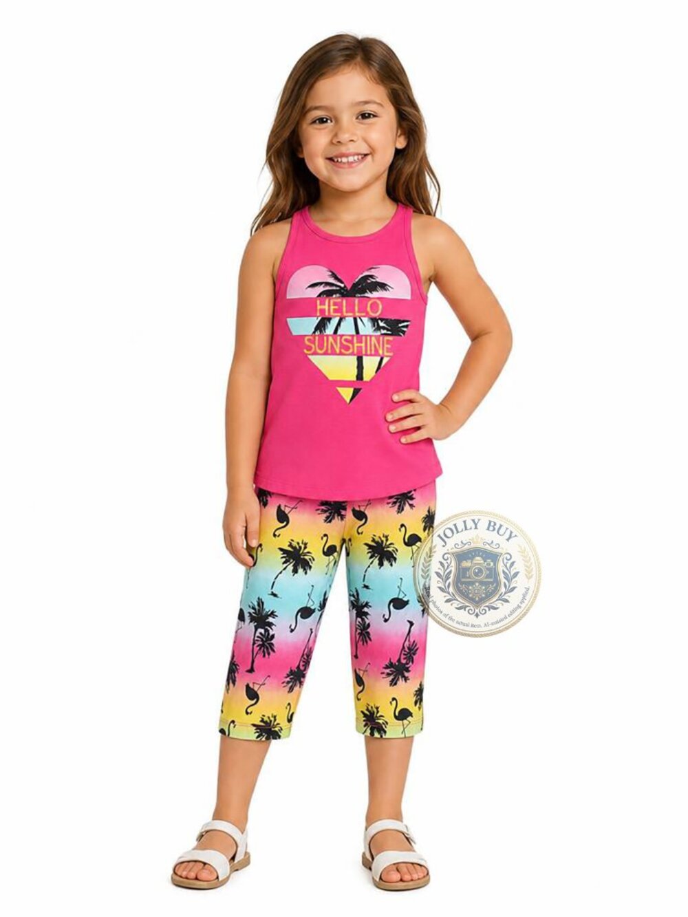 The Children’s Place Girls 2-Pc Set ‘Hello Sunshine’ Pink Tunic & Capri Size S